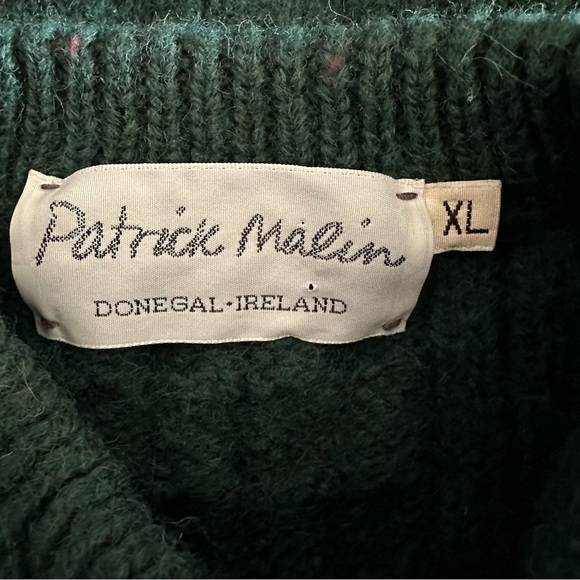 Patrick Malin Dark Green Irish Aran Cable Knit Crewneck Sweater - Picture 9 of 12